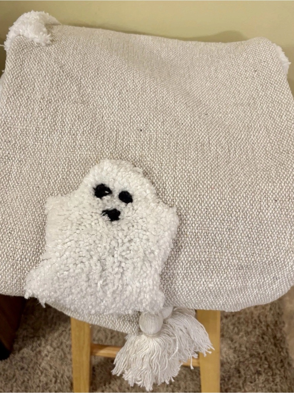 Rachel Zoe Ghost Throw Blanket 50x60 Beige Taupe Tassel Viral Halloween Tik Tok